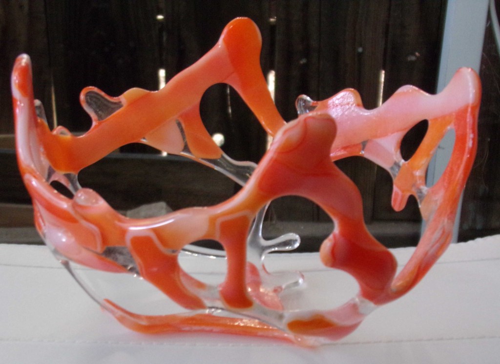 Coral Fused Glass Bowl